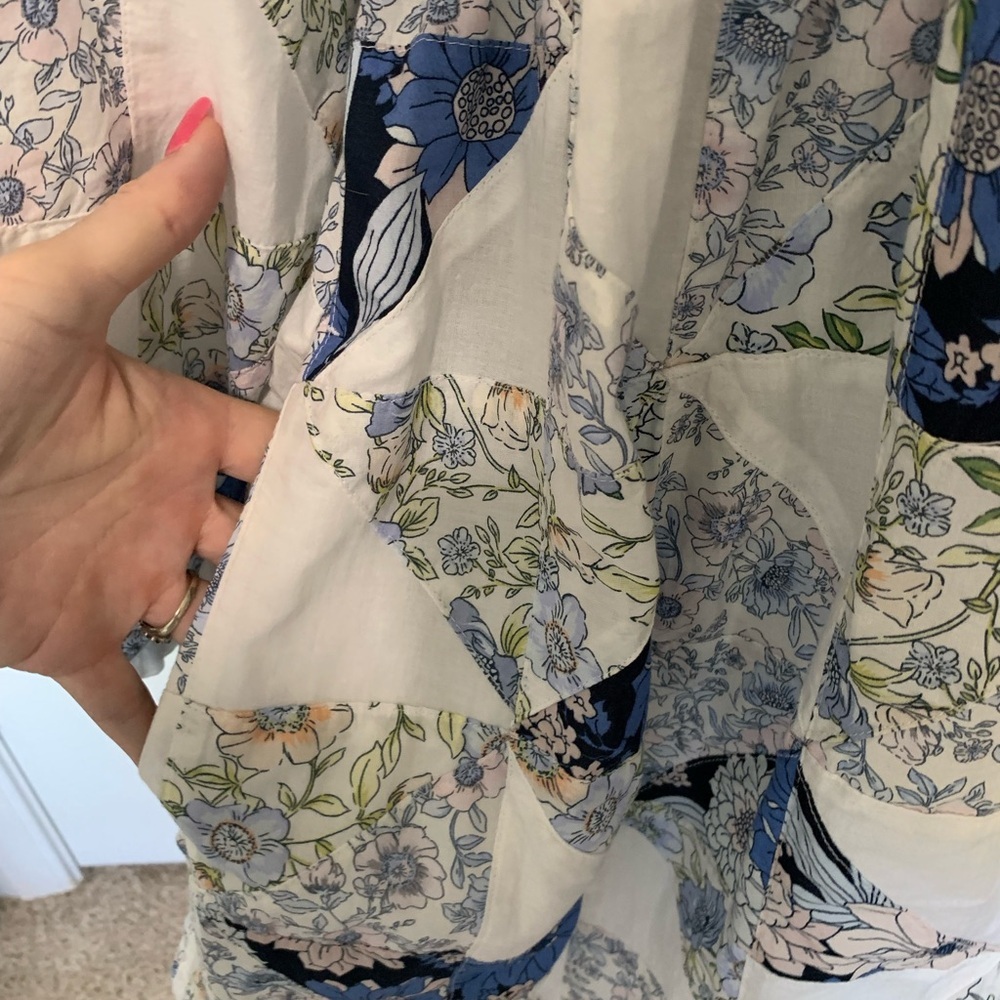 J.Crew Patchwork Floral Cotton Voile Babydoll Mini Dress M Square Neck - Picture 6 of 10